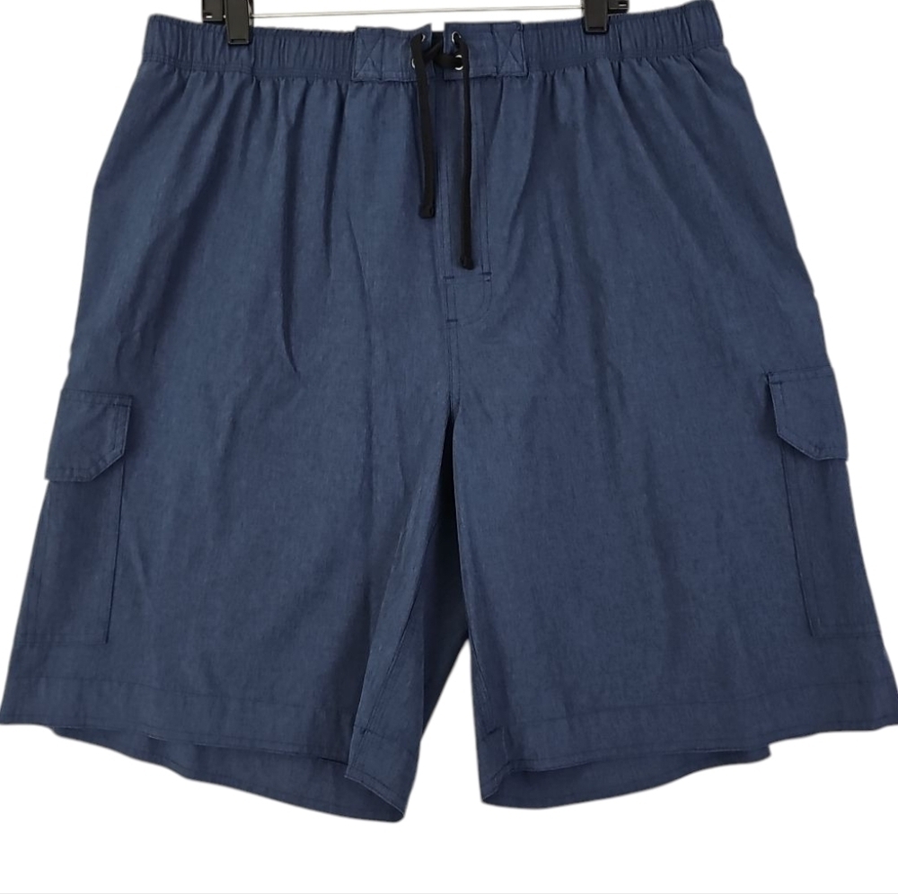 True Nation~Men's 1XL~ Oshen Blue Mesh Lined Swim Shorts Trunks Charcoal Heather